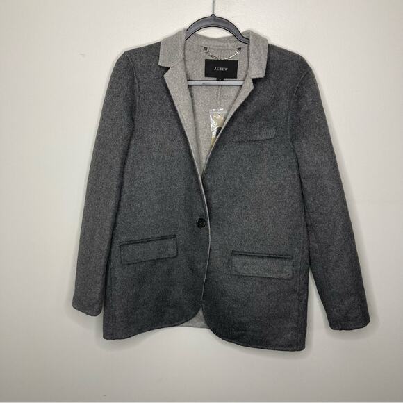NWT J. CREW Leighton Blazer Jacket Double Faced Wool Charcoal Gray 2 - Picture 3 of 7